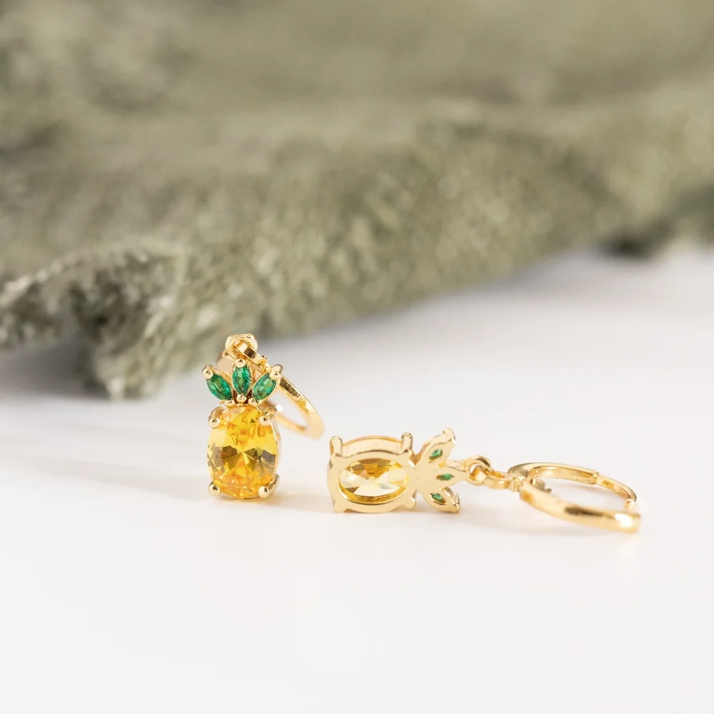 Pineapple Huggie Earrings - Only 1 left! - Picture 4 of 6